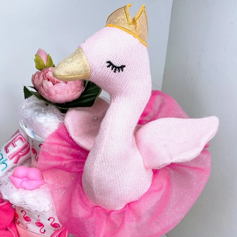 Flamingo Diaper Cake, Pink Flamingo Theme